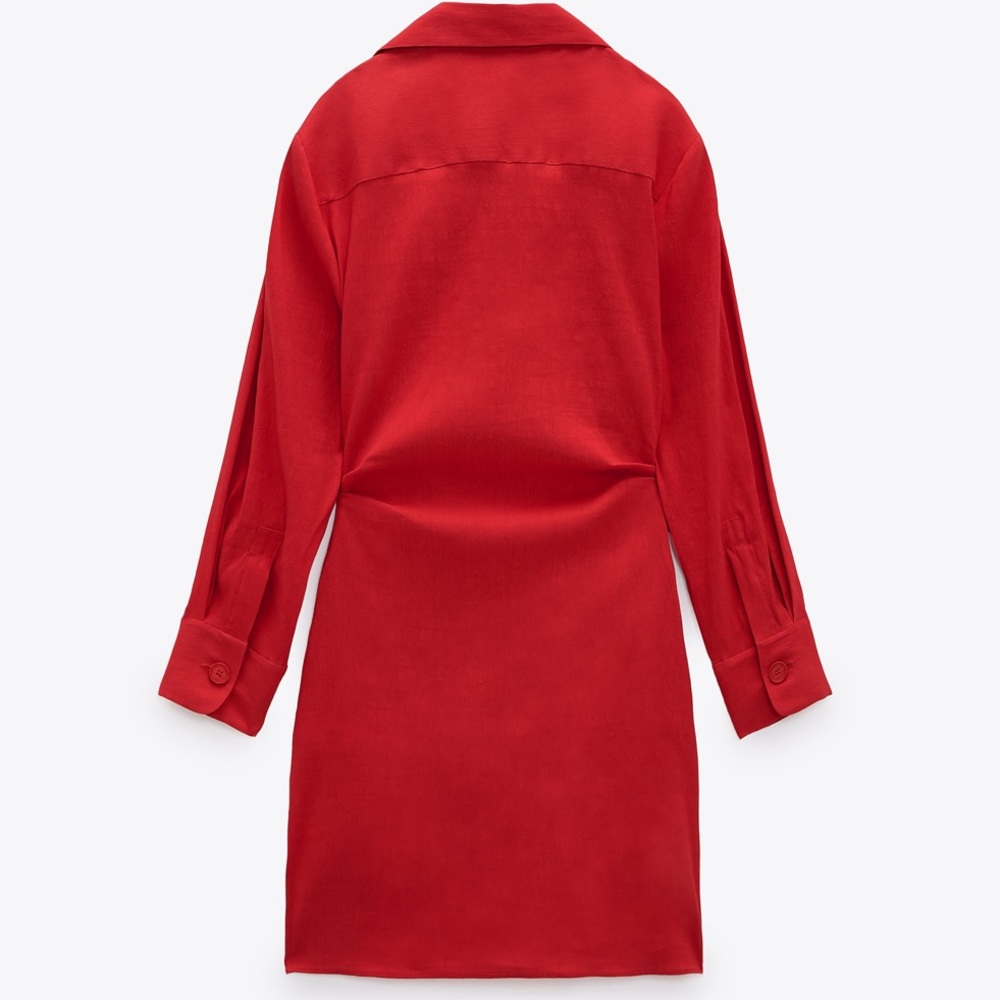 ZARA Draped Linen Blend Mini Dress - Picture 9 of 9